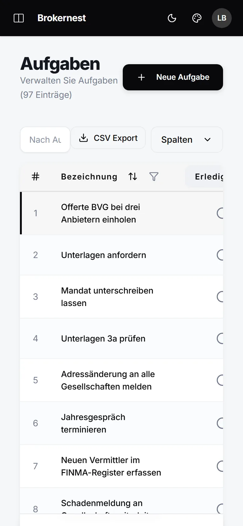 Aufgaben auf dem Smartphone